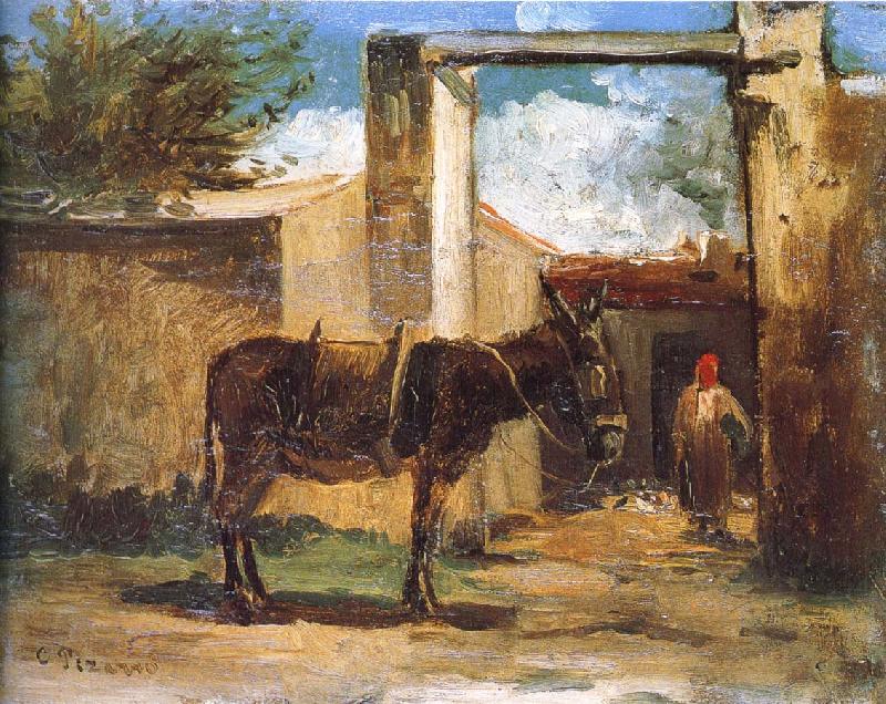 Camille Pissarro Farm before the donkey oil painting picture